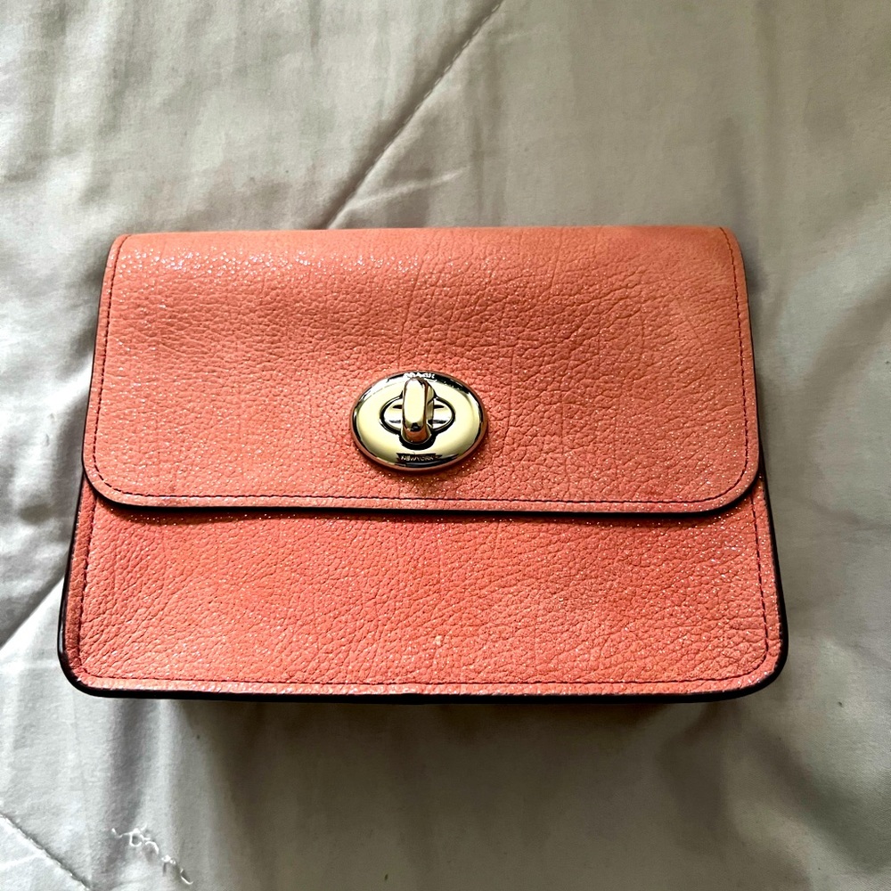Coach pink sparkly mini crossbody
